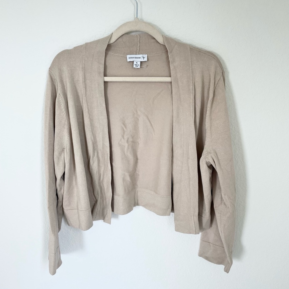 Susan Graver Cropped Tab Cardigan size XL
